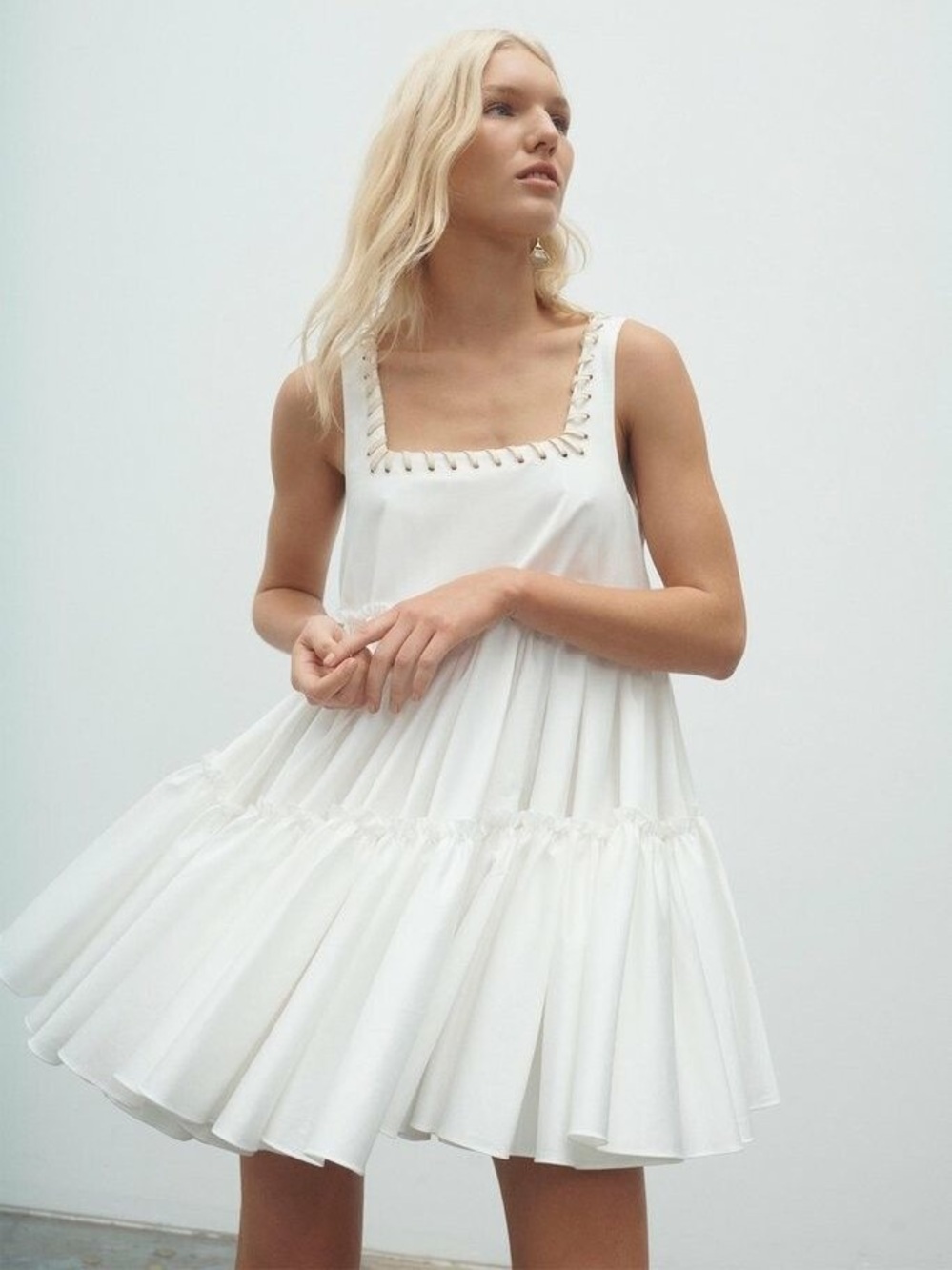 Like New - AJE Hushed Mini Dress in White (US 10)